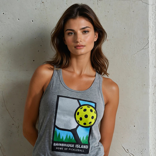 Parks Pickleball • Women's Racerback Tank Heather Grey